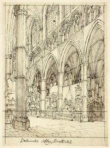 دراسة لـ Westminster Abbey ، من Microcosm في لندن بواسطة أوغسطس تشارلز بوجين