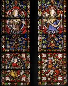 المسيح محاط بالملائكة ، التفاصيل ، 1850 (زجاج ملون) بواسطة Augustus Welby Northmore Pugin