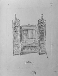 تصميم خزانة الكتب القوطية ، c.1835