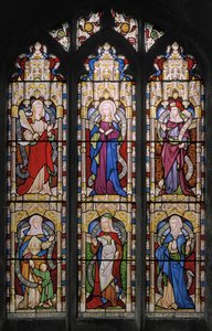 روث ، العذراء مريم ، سارة ، هانا ، دوركاس ، آن ، 1852 (زجاج ملون) بواسطة Augustus Welby Northmore Pugin