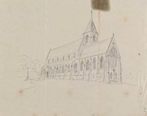 رسم تخطيطي للكنيسة القوطية بواسطة Augustus Welby Northmore Pugin