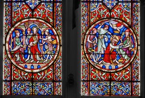 حياة القديس بولس ، كنيسة القديس جورج ، التفاصيل ، 1852 (زجاج ملون) بواسطة Augustus Welby Northmore Pugin