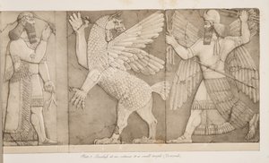 أسس عند مدخل معبد صغير (نمرود) ، من آثار نينوى ، حانة. 1849