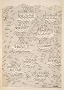أعداء الأشوريين يلجأون إلى السفن (Kouyunlik) ، من آثار نينوى ، حانة. 1849 بواسطة أوستن هنري لايارد