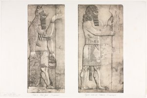 آثار نينوى: اللوحة 6 ، إله الأسماك نمرود ، الشكل بالقرب من مدخل Kouyunjik ، 1853. بواسطة أوستن هنري لايارد