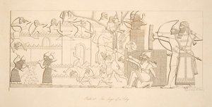 سيج مدينة ، من آثار نينوى ، حانة. 1849 بواسطة أوستن هنري لايارد