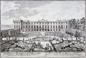 أمام حديقة قصر أمير تراوثسون ، فيينا c.1719 بواسطة المدرسة النمساوية