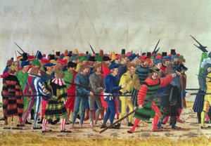 Halberdiers من ماكسيميليان الأول (1459-1519) حراسة السجناء الفرنسيين بواسطة المدرسة النمساوية