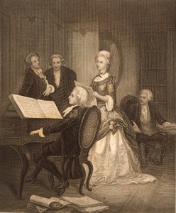 Wolfgang Amadeus Mozart accompanying Caterina Maddalena Giuseppa (engraving) بواسطة المدرسة النمساوية