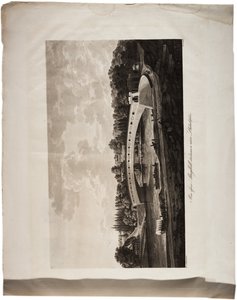 جسر فوق Schuylkill بالقرب من فيلادلفيا ، من أطلس الولايات المتحدة ، 1824 (aquatint)