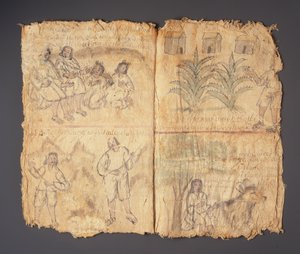 Techialoyan Codex، Coyotepec Coyonazco، المكسيك (صبغ وحبر على ورق) بواسطة ازتيك