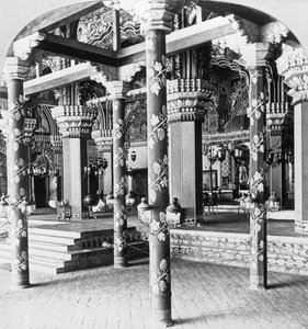 قاعة مهرتا دوربار ، قصر أميرة تانجور ، تانجور تانجافور ، الهند ، 1901.