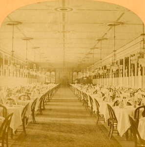 قاعة الطعام ، فندق جراند يونيون ، ساراتوجا ، أكبر قاعة طعام في العالم ، 1882.
