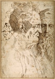 Three male heads juxtaposed (pen & brown ink and black chalk on paper) بواسطة باكيو باندينيلي
