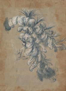تصميم لغطاء رأس فخم بالريش ، كاليفورنيا. 1620 - 56.