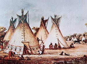 Village of the Kiowa Tribe (oil on canvas) بواسطة بالدوين مولهاوزن