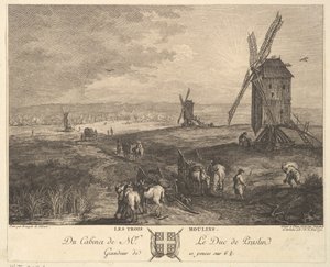 The Three Windmills Les Trois Moulins بعد لوحة في مجموعة Duc de P ... ، 1772
