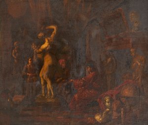 في استوديو الفنان (زيت على قماش) بواسطة Balthasar van den (attr.to) Bossche