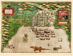 دومينغو ، من Drakes West Indian Voyage 1585 - 86 ، حانة. 1589 (نقش يدوي)
