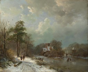 المناظر الطبيعية الشتوية ، هولندا ، 1833. بواسطة Barend Cornelis Koekkoek