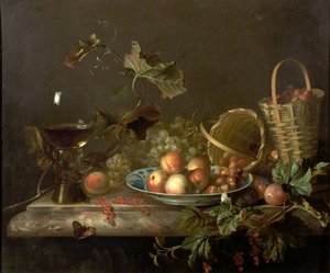 قطعة فواكه مع كأس نبيذ ، 1692 بواسطة باريند أو برناردوس فان دير مير