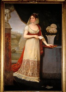 صورة كاملة الطول لجوزفين دي بوهارنيه (1763-1814) تنظر إلى تمثال نصفي يصور ابنها ، يوجين روز دي بوهارنيه ديت لو برينس يوجين (1781-1824) ، مالميزون - رسم أنطوان جان جروس (1771-1835)
