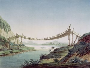 جسر حبل بالقرب من بينيب ، يعبر نهر شامبو ، المكسيك ، 1810