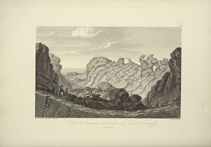 منظر داخلي لحفرة قمة تينيريفي ، رسمها Gmelin ، رسم توضيحي من "مناظر كورديراس وآثار الشعوب الأصلية في أمريكا" بقلم ألكسندر فون هومبولت وآيمي بونبلاند ، 1813 بواسطة البارون فريدريش ألكسندر فون هومبولت