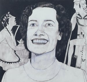 صورة لجوان ساذرلاند ، رسم توضيحي لصحيفة صنداي تايمز ، السبعينيات (غواش على متنها)