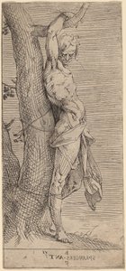 القديس سيباستيان ، مرتبط بشجرة بواسطة Bartholomaeus Spranger
