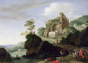 سانت بيتر وسانت جون في المناظر الطبيعية مع أنقاض ، c.1625 (زيت على النحاس)