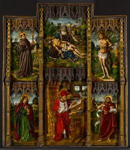 المذبح المحمول: Pietà و Saints Francis و Sebastian و John the Evangelist و Jerome و John the Baptist ، c.1500