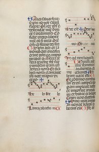Missale: Fol. 121v: يحتوي على موسيقى لـ Hely Hely Lama وما إلى ذلك داخل St. Mattion Passion ، 1469. بواسطة بارتولوميو كابورالي