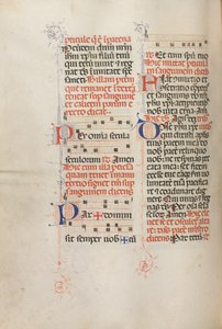 Missale: Fol. 190 ظ: موسيقى لأداء صلوات مختلفة ، 1469. بواسطة بارتولوميو كابورالي