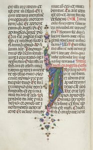 Missale: Fol. 22 ظ: أوراق الشجر مع السمك ، 1469. بواسطة بارتولوميو كابورالي