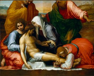 La Lament sur le christ mort - الرثاء على المسيح الميت. 1511-1512. لوحة Fra 'Bartolomeo (تسمى Bartolomeo della Porta) (1472-1517) ، فلورنسا ، جاليريا بالاتينا