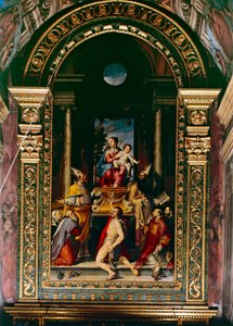Madonna and Child Enthroned with Saint Anthony (oil on panel)