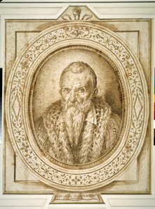 صورة شخصية في سن الشيخوخة ، مع إطار مقلد (قلم وحبر بني على ورق)