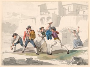 رسم، نزاع منزلي في تيفولي، 1807-1808 بواسطة بارتولوميو بينيلي