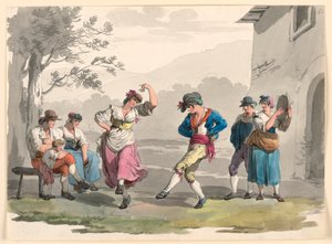 رسم، "سالتاريلو رومانو"، فلاحون راقصون في حي روما، 1807-08