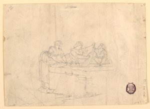رسم، ثلاث نساء يغتسلن، 1800-25 بواسطة بارتولوميو بينيلي