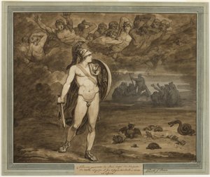 Telemachus ، معتقدًا أن والده ، يوليسيس ، قد مات ، يبحث عنه في العالم السفلي ، من مغامرات Telemachus ، الكتاب 18