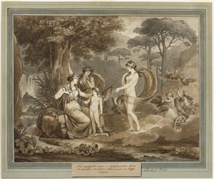 تقدم فينوس كيوبيد إلى كاليبسو ، من كتاب مغامرات Telemachus ، الكتاب السابع بواسطة بارتولوميو بينيلي