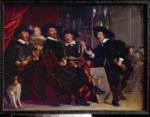 Les syndics des arbaletriers de San Sebastian a Amsterdam Painting by Bartholomeus Van der Helst (1613-1670)