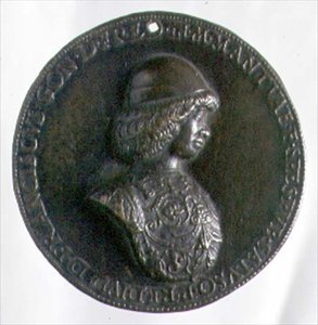 ميدالية بورتريه تصور فرانشيسكو غونزاغا الثاني (1466-1519) (برونزي) (للعكس انظر 96846) بواسطة بارتولوميو ميليولي