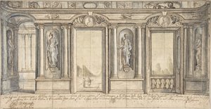 تصميم لتزيين الجدران المطلية في Palazzo Massimo all'Aracoeli Rome ، 1683. بواسطة باسيليو بريكيو