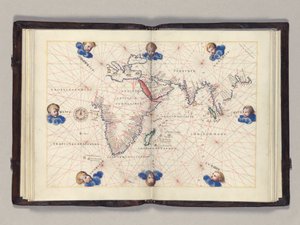 فوس. الرسم البياني 11v-12r 3: المحيط الهندي ، أطلس بورتولان في العالم ، البندقية ، c.1542-46 بواسطة باتيستا أغنيسي