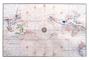مخطط ملاحة يوضح الصين ، وسيلان ، والفلبين ، ومناطق السرطان والجدي ، c.1540 بواسطة باتيستا أغنيسي