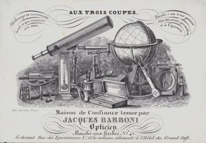Advertisement for Jacques Barboni optical instruments (litho) بواسطة المدرسة البلجيكية