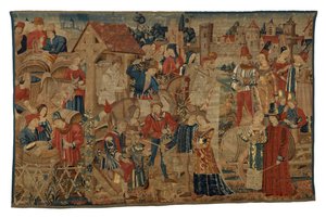 نسيج يصور الخمريين، من تورناي، حوالي 1460-1470 (صوف) بواسطة المدرسة البلجيكية